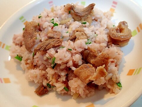 簡単　鶏ガラマヨで　おでんの牛スジ入りチャーハン♬